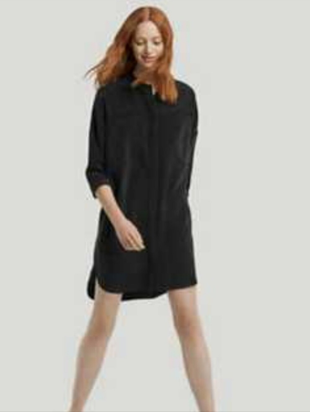 Wilfred "Bossut" semi sheer silk shirt dress Sz S